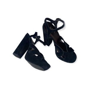 Zodiac USA Black Platform Heels Suede with ankle strap